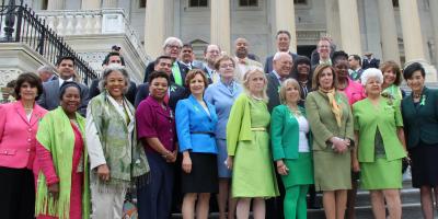 Image of Congresswoman Beatty and Members of Congress dressed in green for Mental Health Month.
