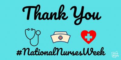 Thanking nurses with stethoscope and nurses hat.  