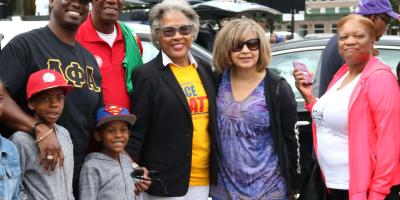 Image of Congresswoman Beatty and group of individuals at the National African American Male Wellness Walk.